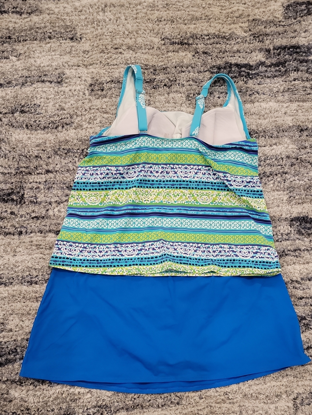 Land's End Plus Two-Piece Swimsuit Top 18W DDD Bottom 20W Blue EUC - Picture 2 of 4